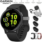 Garmin Vivoactive 5 Fitness Smartwatch Black with 20mm Milanese Band Bundle