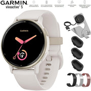 Garmin Vivoactive 5 Fitness Smartwatch Ivory with 20mm Milanese Band Bundle
