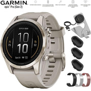 Garmin Epix Pro (Gen 2) 42mm, Sapphire Soft Gold Steel Light Sand + Band Bundle