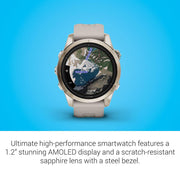 Garmin Epix Pro (Gen 2) 42mm, Sapphire Soft Gold Steel Light Sand + Band Bundle