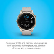 Garmin Epix Pro (Gen 2) 42mm, Sapphire Soft Gold Steel Light Sand + Band Bundle