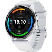 Garmin Venu 3 GPS Smartwatch Silver Steel Bezel with Whitestone Case+Band Bundle