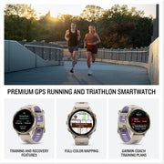 Garmin Forerunner 970 GPS Smartwatch Titanium and Gray/Indigo Band + Band Bundle