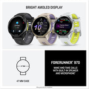 Garmin Forerunner 970 GPS Smartwatch Titanium and Gray/Indigo Band + Band Bundle