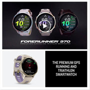 Garmin Forerunner 970 GPS Smartwatch Titanium and Gray/Indigo Band + Band Bundle