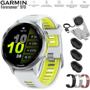 Garmin Forerunner 970 GPS Smartwatch Titanium and Yellow Band with Band Bundle