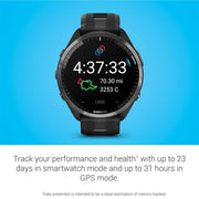 Garmin Forerunner 965 Running Smartwatch Black and Powder Gray with Band Bundle