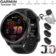 Garmin Forerunner 570 47mm GPS Smartwatch Aluminum and Black Band + Band Bundle