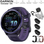 Garmin Forerunner 570 47mm GPS Smartwatch Aluminum and Indigo Band + Band Bundle