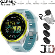 Garmin Forerunner 570 47mm GPS Smartwatch Aluminum & Turquoise Band+Band Bundle