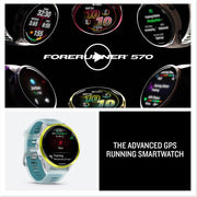 Garmin Forerunner 570 47mm GPS Smartwatch Aluminum & Turquoise Band+Band Bundle