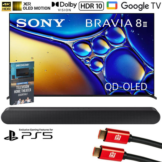 Sony BRAVIA 8 II 65" QD-OLED 4K HDR Google TV (2025) w/ Samsung All-in-One Soundbar