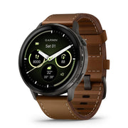 Garmin Venu 4 45 mm Smartwatch Slate with Brown Leather Band + Band Bundle