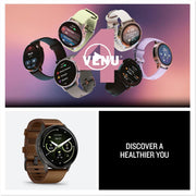 Garmin Venu 4 45 mm Smartwatch Slate with Brown Leather Band + Band Bundle
