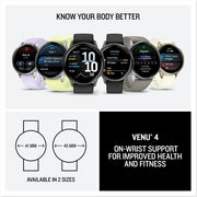 Garmin Venu 4 45 mm Health & Fitness GPS Smartwatch Silver with Band Bundle