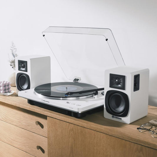 Audio-Technica AT-SP3X Powered Bluetooth Bookshelf Speakers, White
