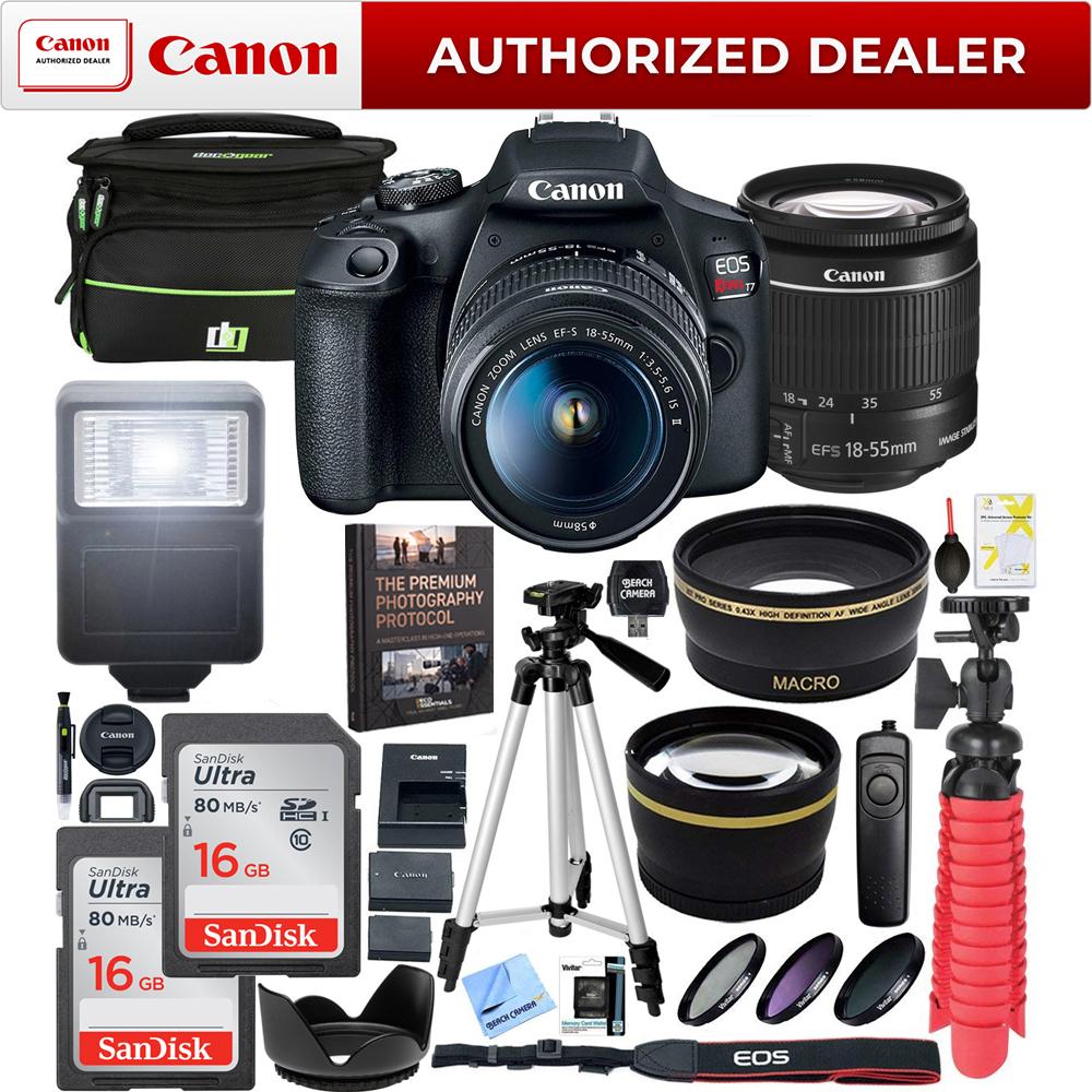 Canon T7 EOS Rebel DSLR Camera EF-S 18-55mm F3.5-5.6 IS II Lens Essential Bundle