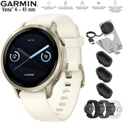 Garmin Venu 4 41mm Health & Fitness GPS Smartwatch Lunar Gold+Nylon Band Bundle