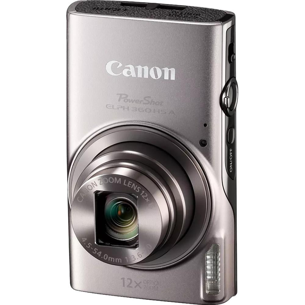 Canon PowerShot ELPH 360 HS A (Silver), 20.2MP CMOS, 12x Zoom, OIS, 1080p FHD