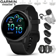 Garmin VIVOACTIVE 6 Health and Fitness GPS Smartwatch Black + Nylon Band Bundle