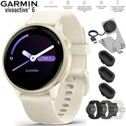 Garmin VIVOACTIVE 6 Health and Fitness GPS Smartwatch Bone + Nylon Band Bundle