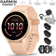Garmin VIVOACTIVE 6 Health and Fitness GPS Smartwatch Pink + Nylon Band Bundle