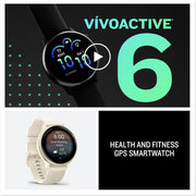 Garmin VIVOACTIVE 6 Health and Fitness GPS Smartwatch Bone + Nylon Band Bundle
