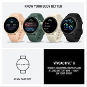 Garmin VIVOACTIVE 6 Health and Fitness GPS Smartwatch Pink + Nylon Band Bundle