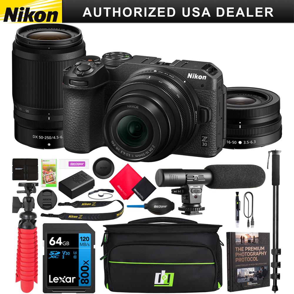 Nikon  Z 30 Mirrorless Camera 4K DX + 2 Lens Kit 16-50mm & 50-250mm Accessories Bundle