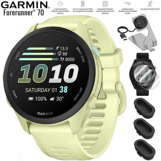 Garmin Forerunner 70 Citron with Deco Essentials Charging Dock Bundle