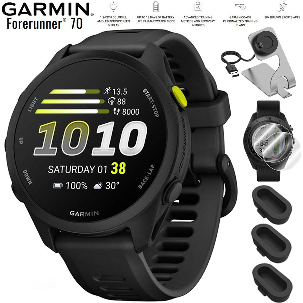 Garmin Forerunner 70 Black with Deco Essentials Charging Dock Bundle
