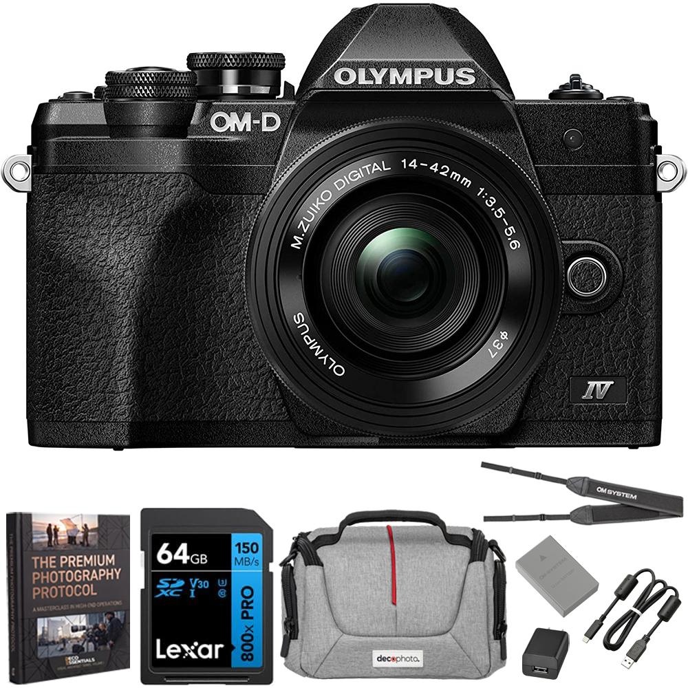 OM Systems Olympus OM-D E-M10 Mark IV 20MP Camera w/ M.Zuiko ED 14-42mm Lens + 64GB Memory