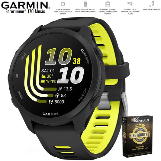 Garmin Forerunner 170 Music Black/Amp Yellow with 26 Month Protection