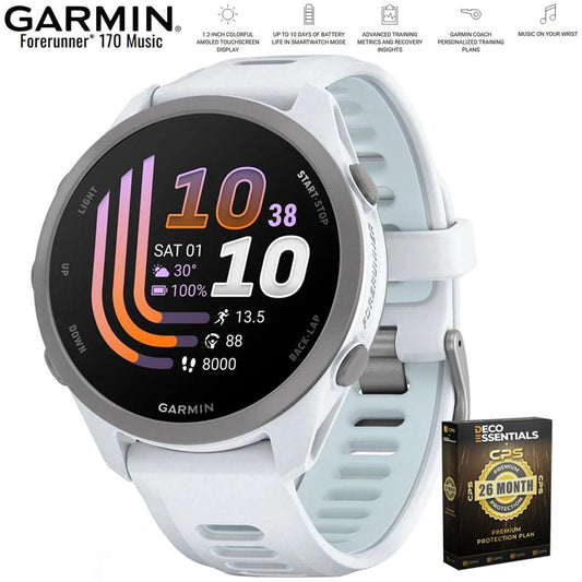 Garmin Forerunner 170 Music Whitestone/Cloud Blue with 26 Month Protection