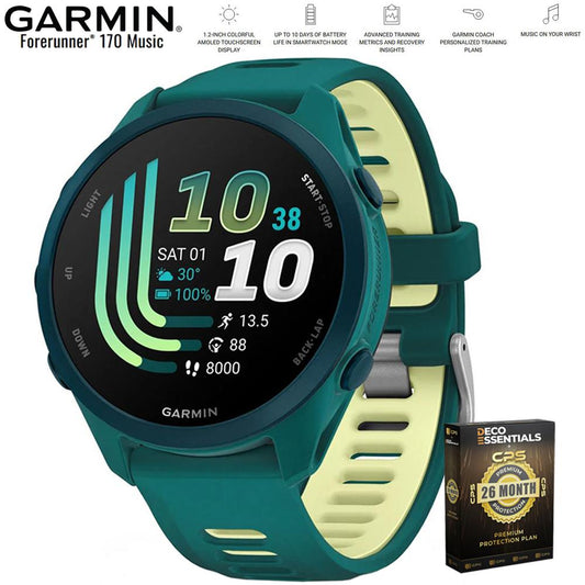 Garmin Forerunner 170 Music Teal Green/Citron with 26 Month Protection