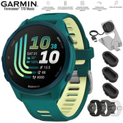 Garmin Forerunner 170 Music Teal Green/Citron with Nylon Elastic Band Bundle