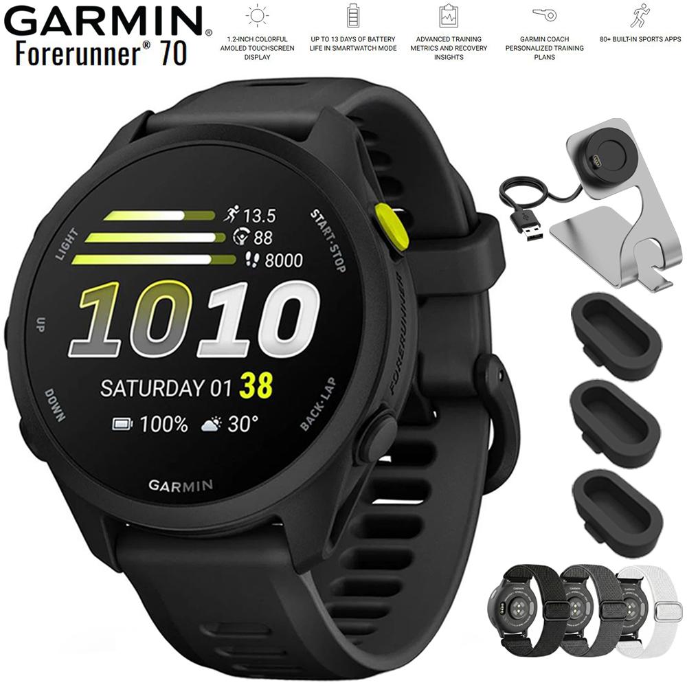 Garmin Forerunner 70 Black with Nylon Elastic Band Bundle