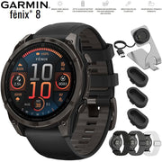 Garmin Fenix 8 47 mm AMOLED Sapphire Carbon Gray with Black Band + Bands Bundle