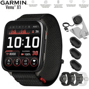 Garmin Venu X1 Premium GPS Smartwatch Black Titanium + 24mm Elastic Bands Bundle