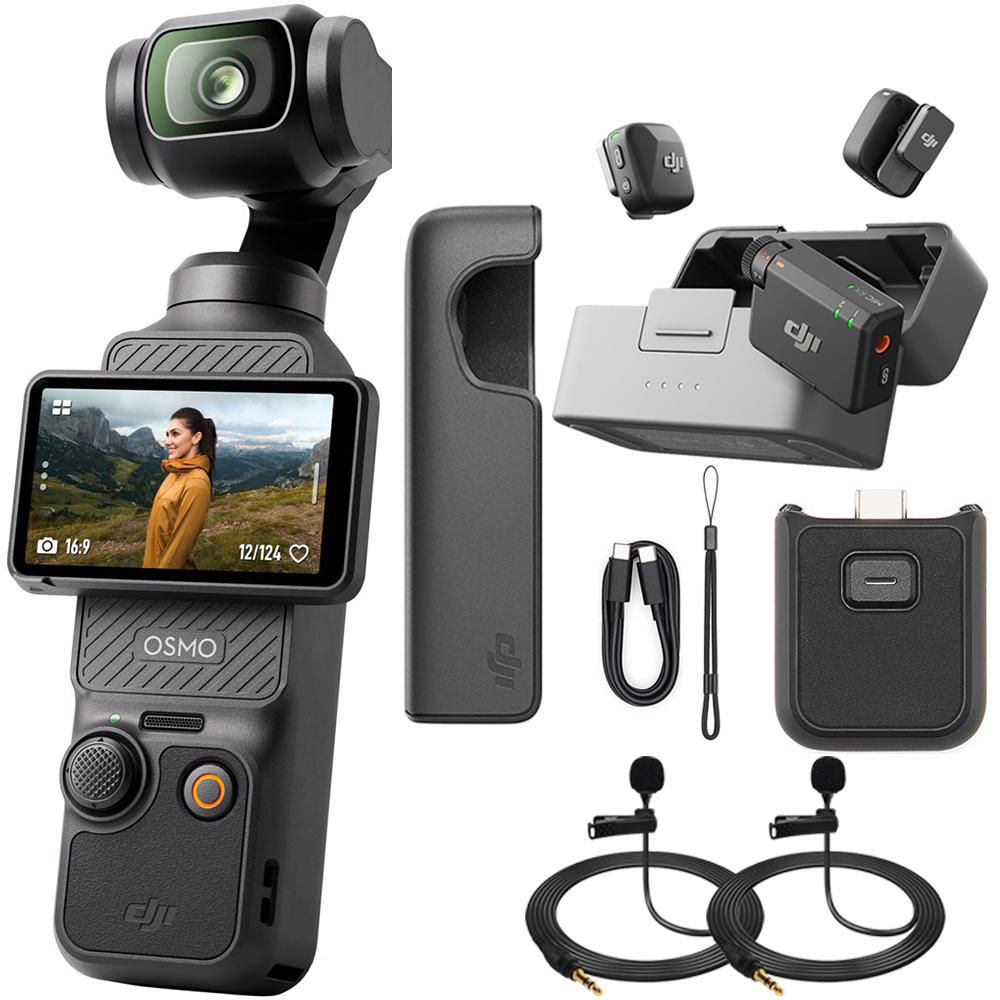 DJI Osmo Pocket 3 4K 120fps Handheld 3-Axis Gimbal Stabilizer + 2x Mini Lapel Mic