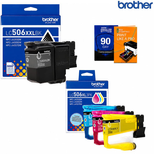 Brother Genuine LC506XXLBKS Super High Yield Black & C/M/Y Ink Cartridges+Guide