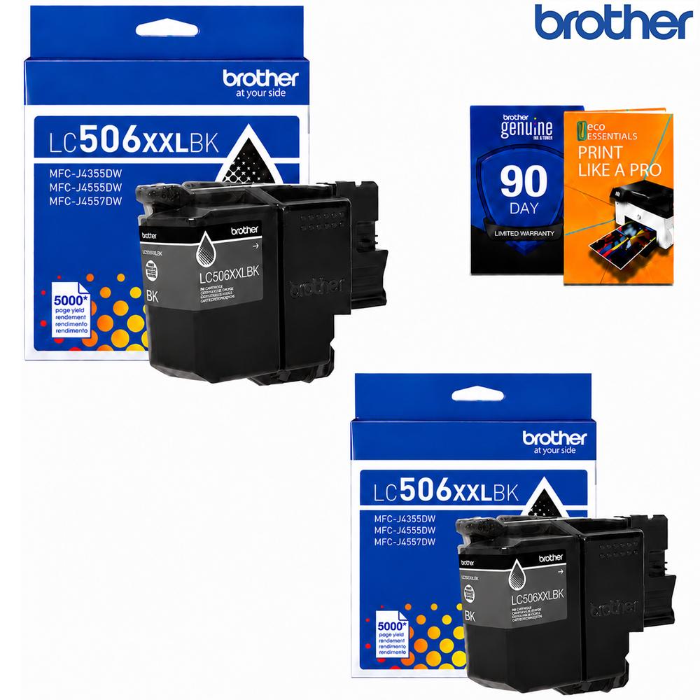 Brother Genuine Super High Yield Black Ink Cartridge 2 Pack with Print Guide