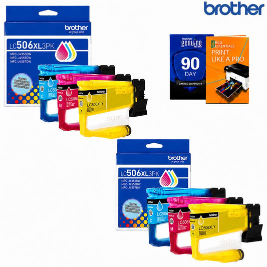 Brother Genuine High Yield Color Ink 6 Cartridges CMY with Deco Gear Print Guide