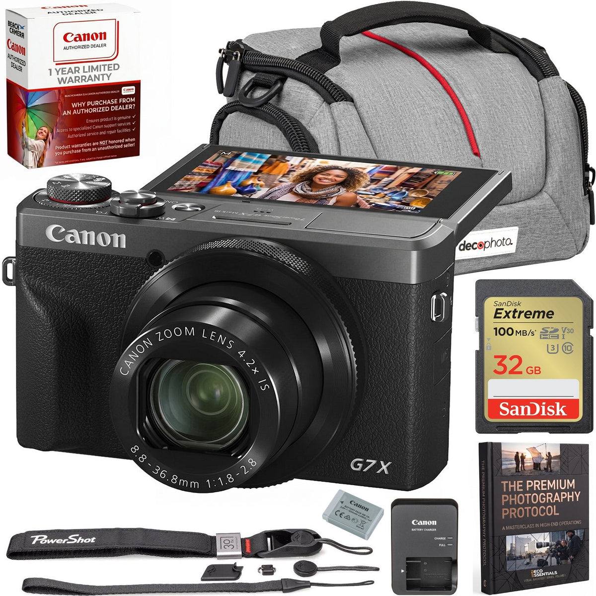 Canon PowerShot G7 X Mark III Digital Camera Kit 30th Anniversary Graphite + Case Kit