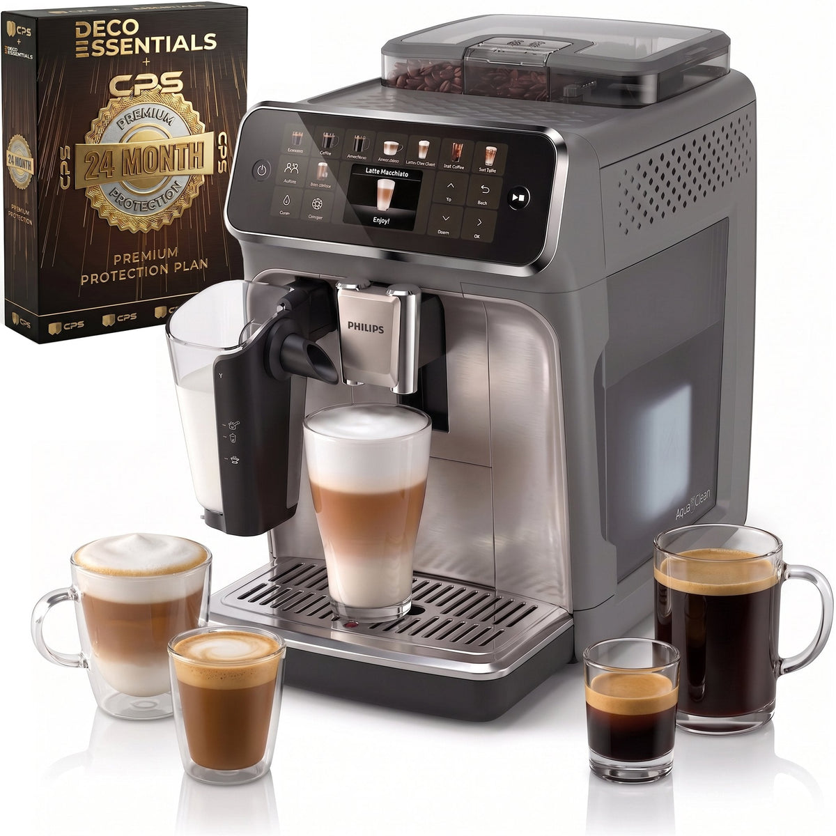 Philips 5500 Series Fully Automatic Espresso Machine, Black Chrome +2 Yr Protection Pack