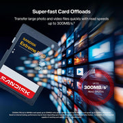 Sandisk NEW! 256GB Extreme PRO SDXC UHS-II V60 Memory Card, Up to 300MB/s Read (2026)