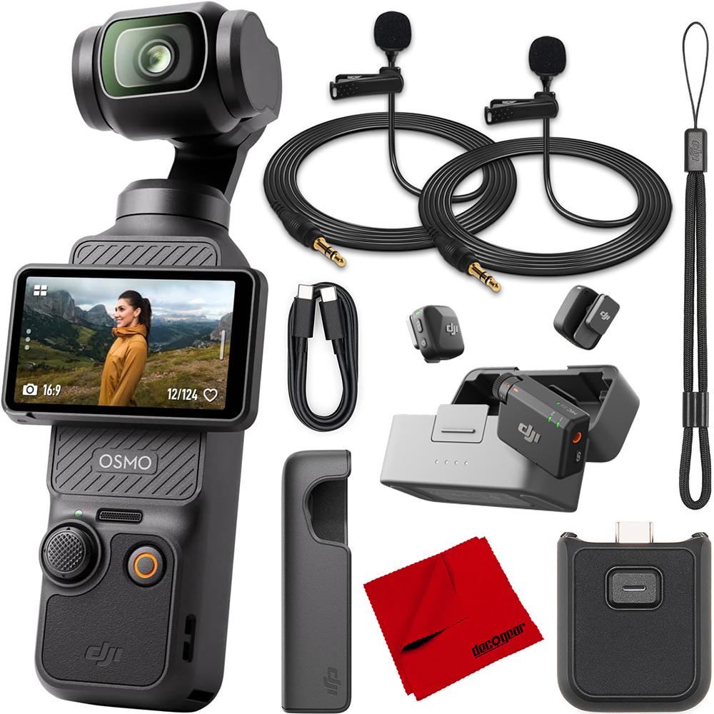 DJI Osmo Pocket 3 4K/120fps Gimbal Camera 3-Axis Stabilized + Lapel Mic 2Pc Bundle