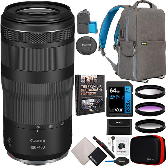 Canon RF 100-400mm F5.6-8 IS USM Full Frame Telephoto Zoom Lens for RF Mount Bundle