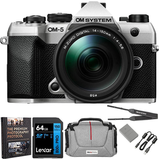 OM SYSTEM Olympus OM-5 Mark II Camera w/M.ZUIKO 14-150mm Lens + 64GB Memory Bundle