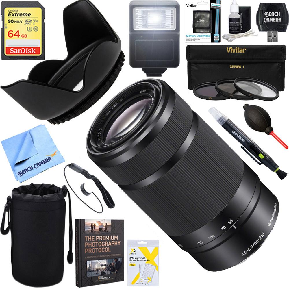 Sony 55-210mm Zoom E-Mount Lens Black + 64GB Ultimate Kit